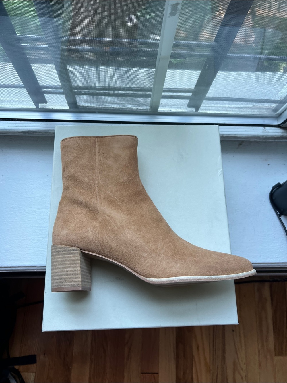 Margaux Downtown Boot - Women's Tan Suede Ankle Boot with Block Heel